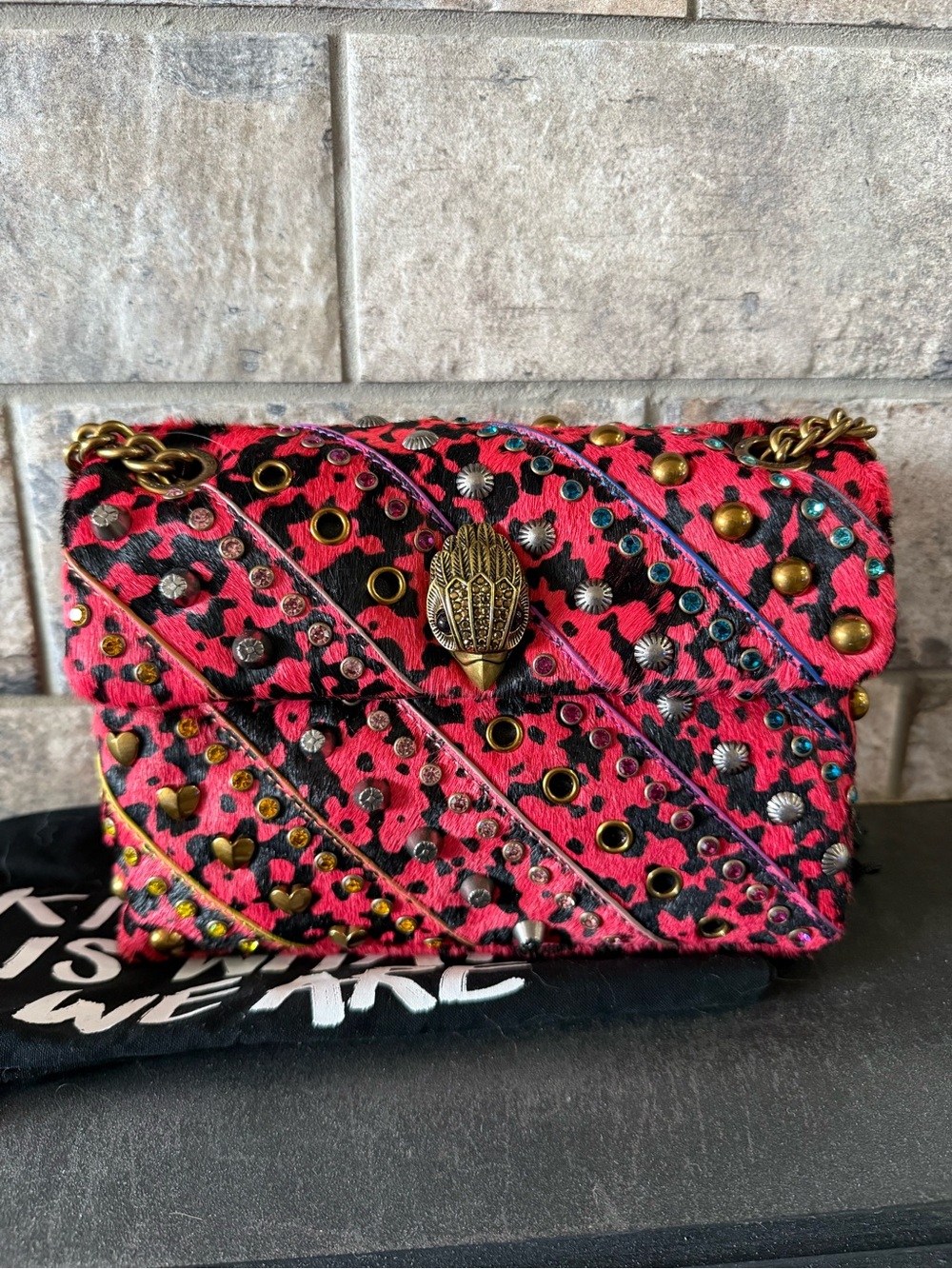 Kurt Geiger Studded RedLeopard Crossbody/Shoulder Bag